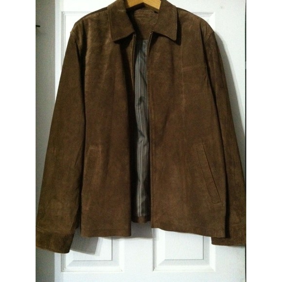 ROUNDTREE & YORKE MENS NEW BROWN 100% GENUINE LEATHER JACKET SIZE: XL - Picture 1 of 9
